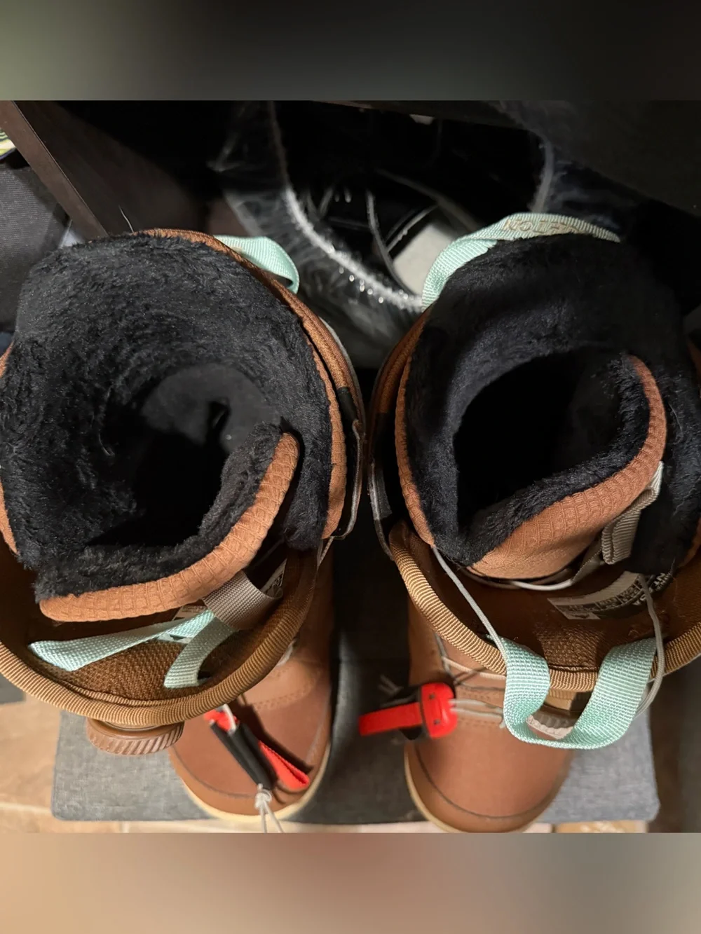 Burton Brown Snowboard Boots with Mint Pull Tabs